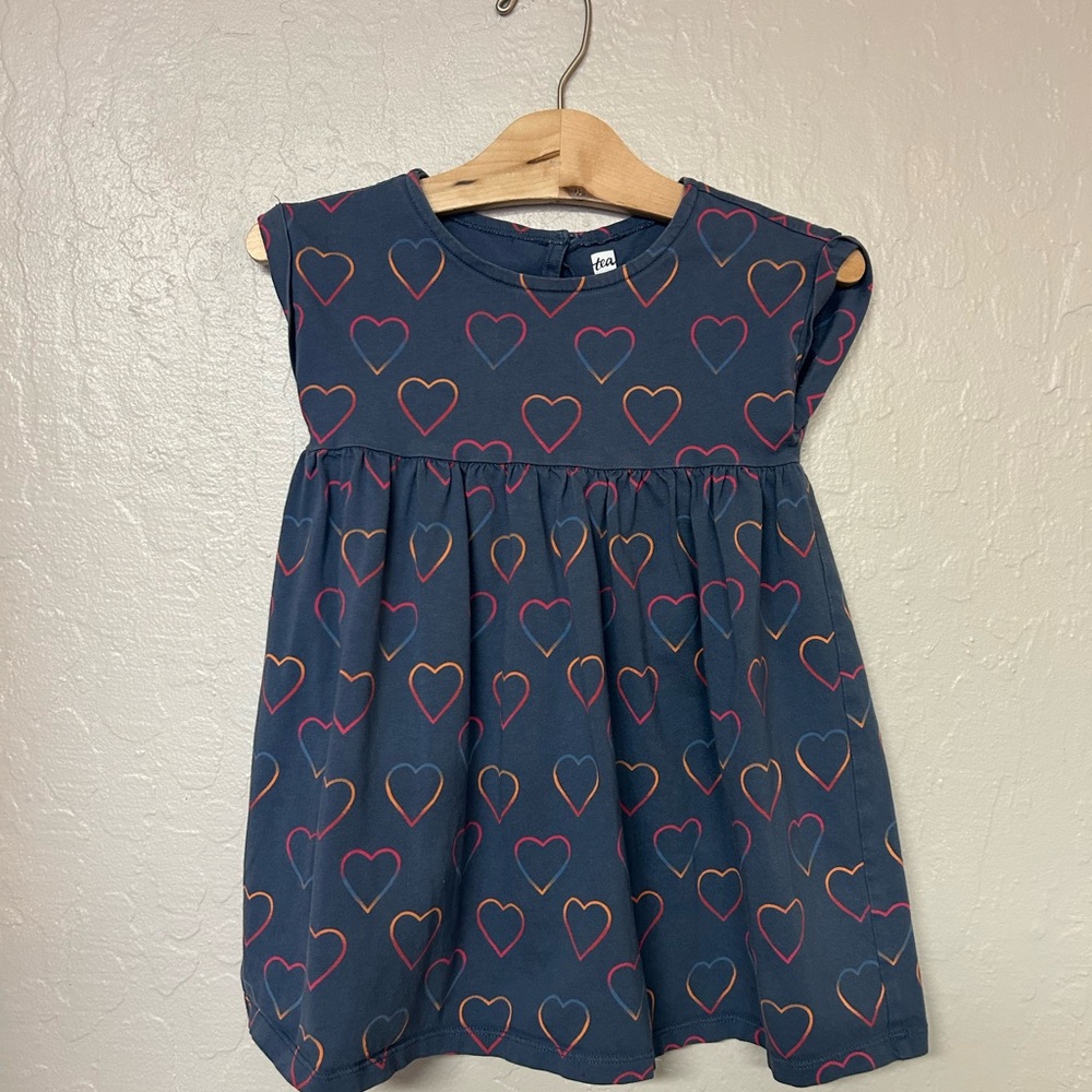 $18 ADD ON tea collection short sleeve heart print dress 4Y Zara Janie and Jack